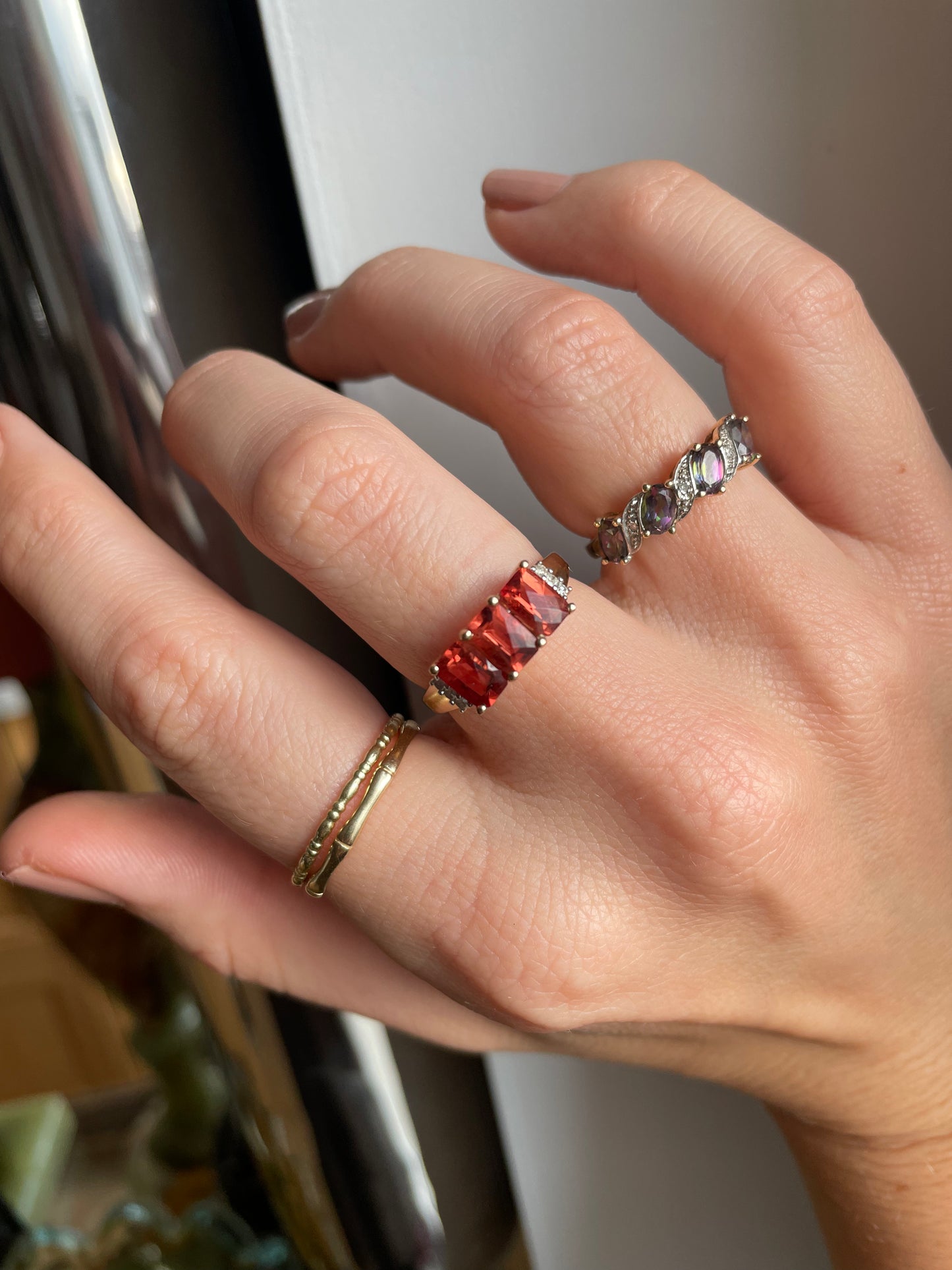 Vintage Quartz & Diamond Ring